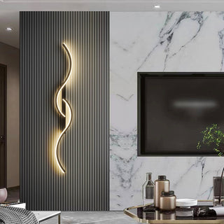 Rorel Applique Murale Vague Design Moderne Noir/Or Salon-Luire