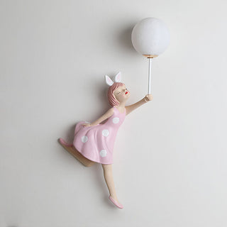 Aria Applique Murale Moderne en Forme de Ballon et de Fille, PV, Rose, Chambre à coucher