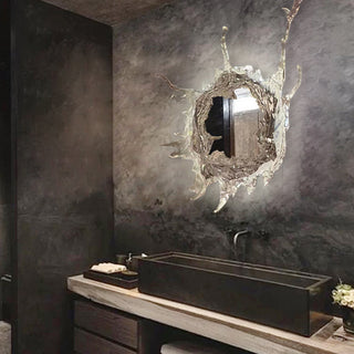 Kristy Applique Murale Rond Moderne, Résine/Métal, Or/Argent, Salle de Bain