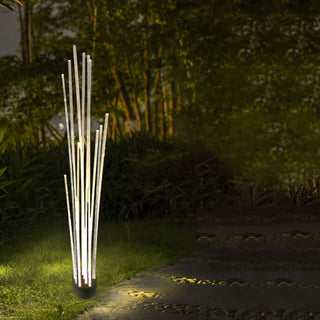 Ray Lampe Extérieur au sol Linéaire Simple, Métal, Blanc, Cour