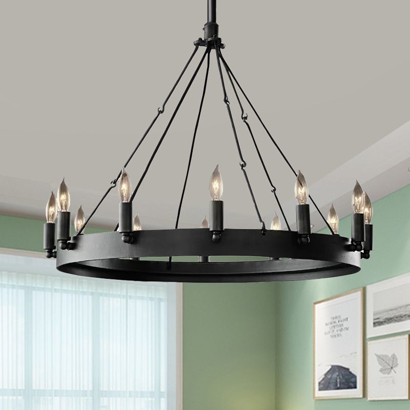 Silva Ronde Industrielle LED Suspension  Noir Métal Chambre à coucher