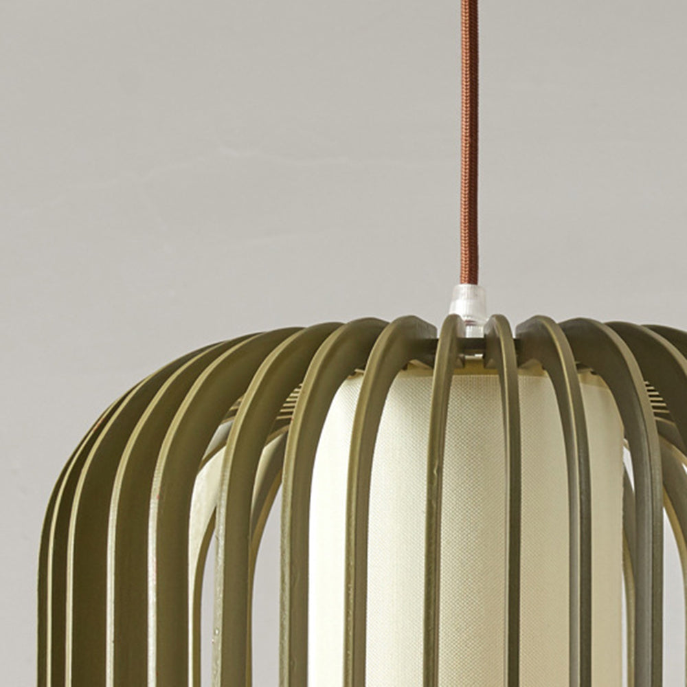 Muto Suspension cylindre Rustique, Bois/Tissu, Vert/Marron, Chamber à Coucher