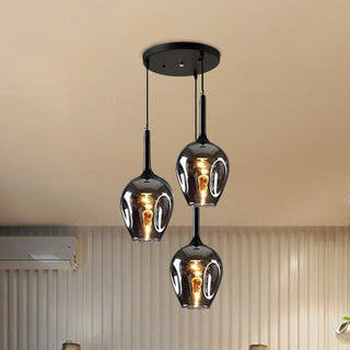 Valentina LED Suspension Bleu Gris Verre Salle à Manger Chambre à coucher