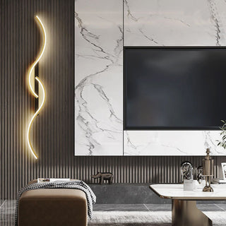 Rorel Applique Murale Vague Design Moderne Noir/Or Salon-Luire