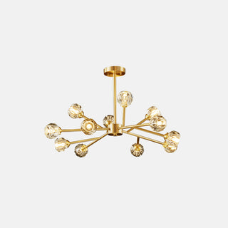Valentina Luminaires Suspensions Multi Balle Moderne Cuivre/Cristal Noir/Doré Salon/Salle à Manger