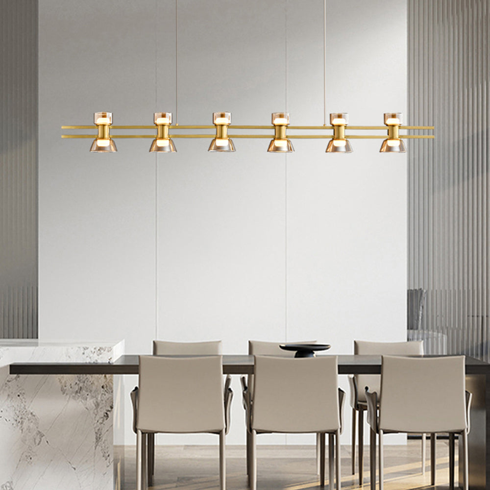 Arisha Suspension Linéaire Simple, Cuivre/Verre, Noir/Or, Salle de Bain/Chambre