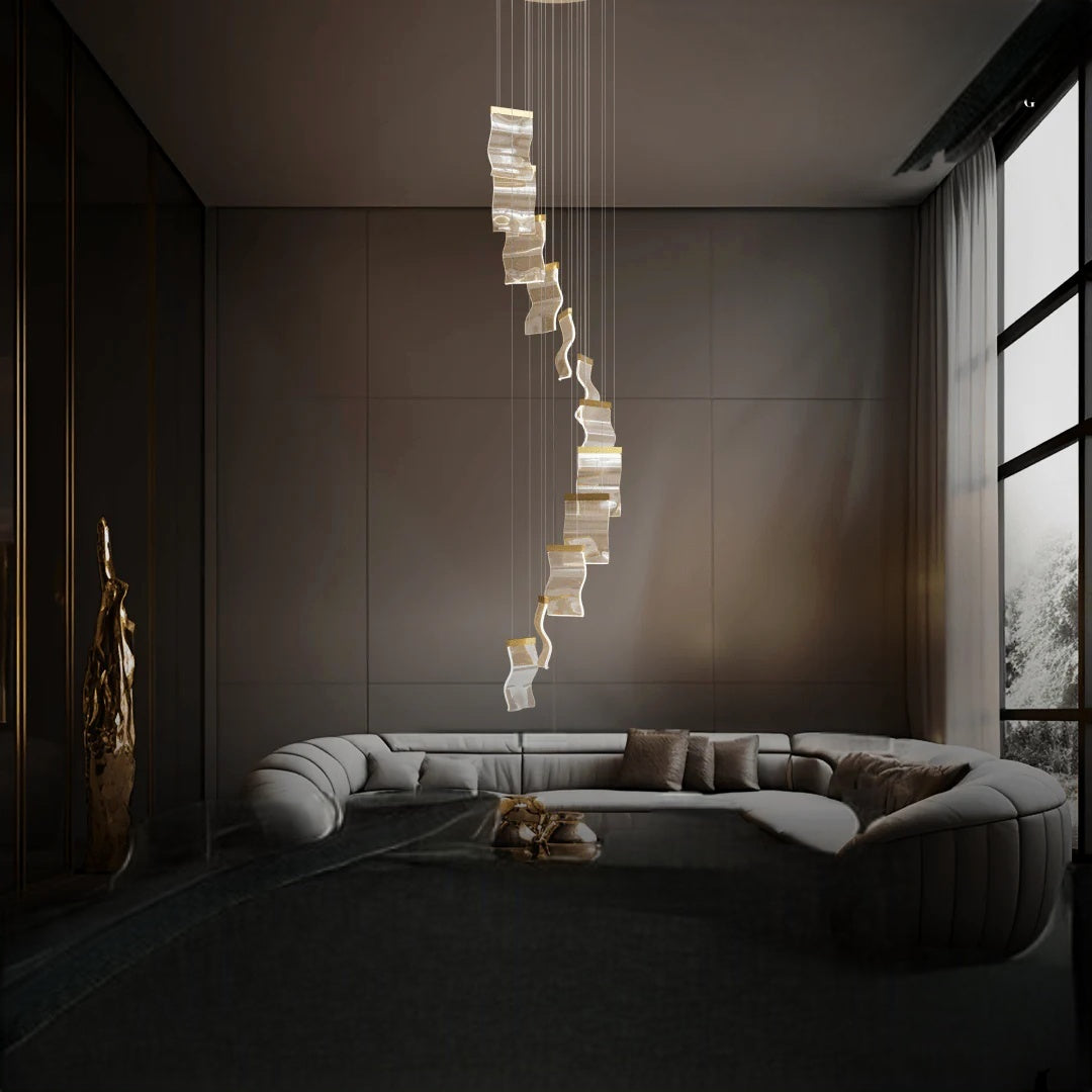 Kristy Moderne Or LED Lustre Métal Acrylique Chambre/Salon