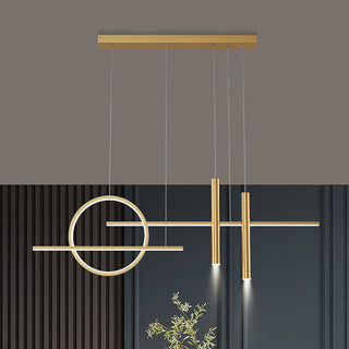 Arisha Suspension Linéaire Moderne, Métal/Acrylique, Noir/Or, Bar/Restaurant
