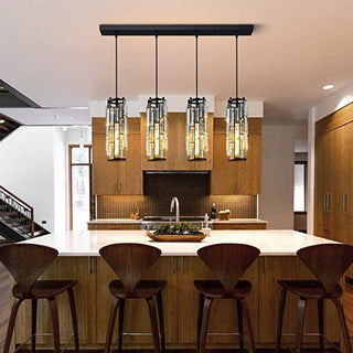 Kristy Suspension Cylindre/Multi Cristal, Métal/Cristal, Doré/Noir, Salon