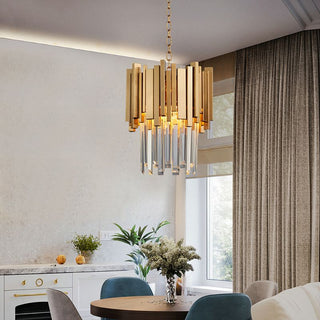 Kristy LED Suspension Or Chromé Métal Cristal Salon Chambre à couche