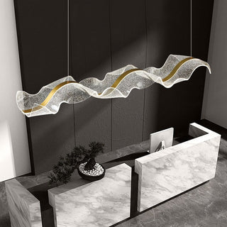 Lavorix Luminaires Suspensions Vague Moderne Métal/Acrylique Blanc/Doré Salon-Luire