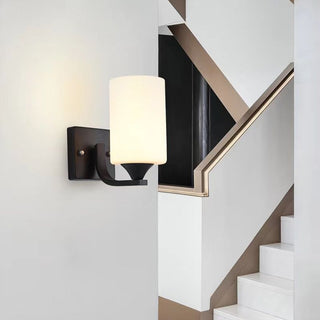 Tiffany Applique Murale Miroir Cylindrique Moderne, Verre/Métal, Noir/Chromé, Salon