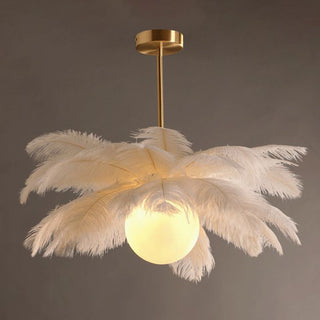 O'Moore Lustre Fleur Naturel Verre/Plume Blanc Salon