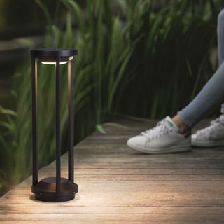 Ray Borne Extérieure Cylindrique Simple, Métal, Noir, Jardin