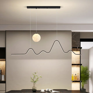 Arisha Suspension Linéaire Naturelle, Noir/Blanc/Or, Salon