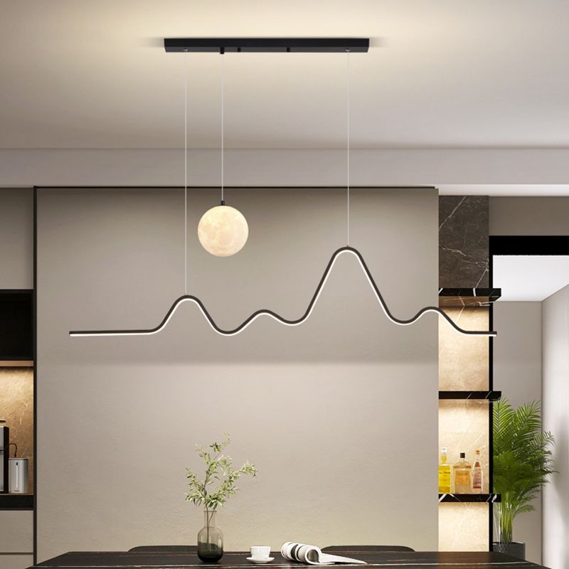 Arisha Suspension Linéaire Naturelle, Noir/Blanc/Or, Salon