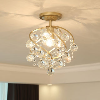 Valentina Design LED Plafonnier Laiton Cristal Salon Chambre à coucher