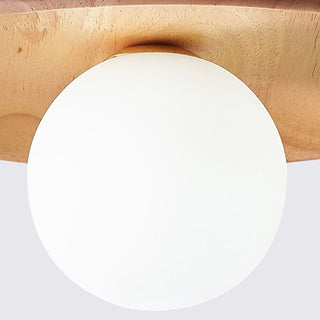 Estel Plafonnier Bol Moderne. Bois/Verre. Bois/Noyer. Salon-Luire