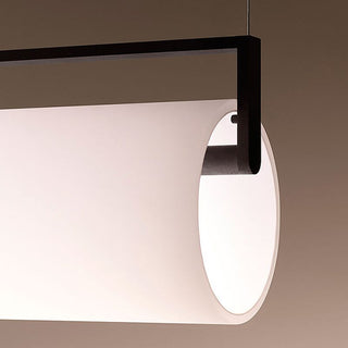 Ray Suspension Cylindre Minimaliste, Métal/Acrylique, Blanc/Noir, Salon