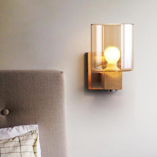 Tiffany Petie LED Applique Murale Bois Verre Chambre à Coucher Salon