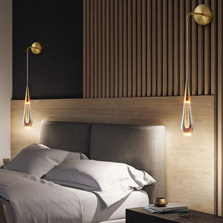 Kristy Design LED Applique Murale Goutte d’Eau Moderne Cristal Noir/Or Chambre à Coucher
