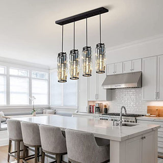 Kristy Suspension Cylindre/Multi Cristal, Métal/Cristal, Doré/Noir, Salon