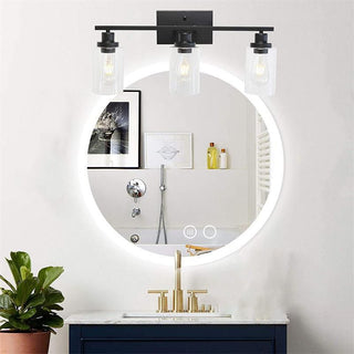 Silva Applique Murale Miroir Cylindrique Moderne, Verre/Métal, Noir/Or/Nickel, Chambre