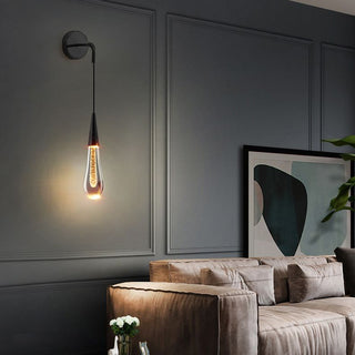 Kristy Design LED Applique Murale Goutte d’Eau Moderne Cristal Noir/Or Chambre à Coucher