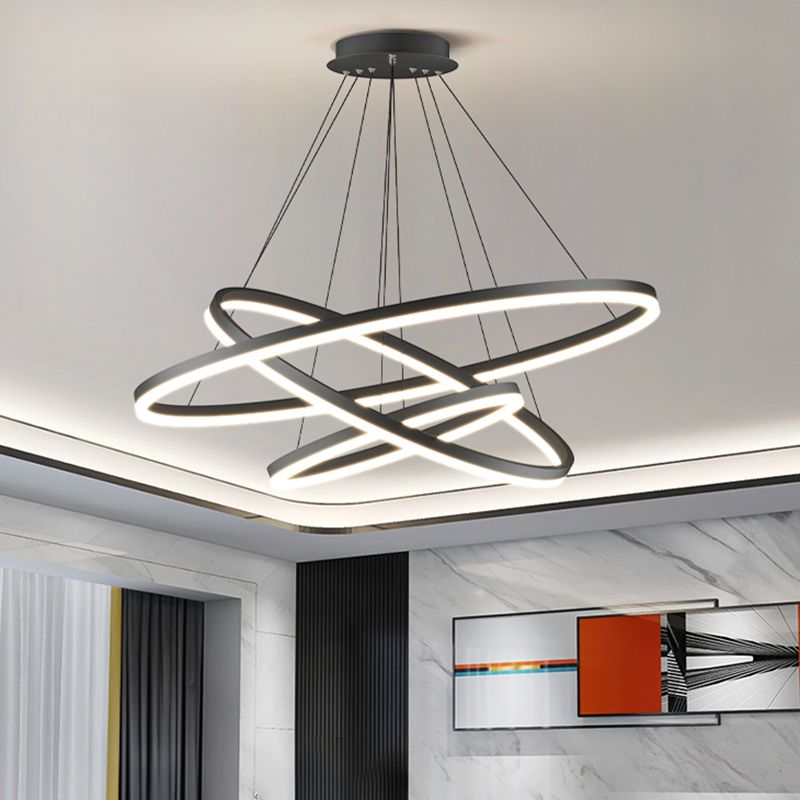 Arisha Suspension Anneau Moderne, Métal/Acrylique, Noir/Blanc, Salon