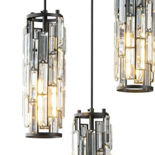 Kristy Suspension Cylindre/Multi Cristal, Métal/Cristal, Doré/Noir, Salon