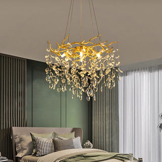 Kristy Lustre Branche Moderne Cristal/Métal Doré Salon