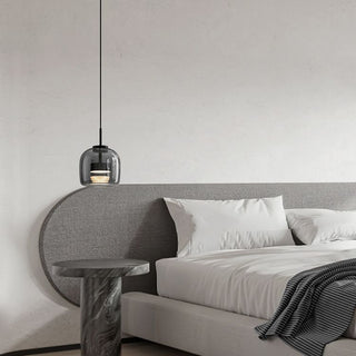 June Suspension Luminaire Design Verre Gris Fumé