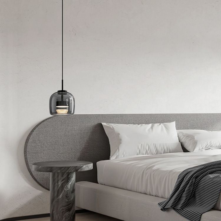 June Suspension Luminaire Design Verre Gris Fumé