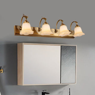 Ray Applique Murale Miroir Fleur Rétro, Métal/Verre, Or, Salle de Bain