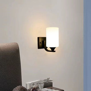 Tiffany Applique Murale Miroir Cylindrique Moderne, Verre/Métal, Noir/Chromé, Salon