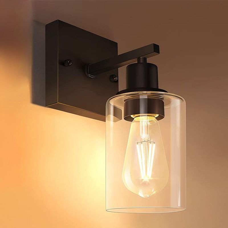 Silva Applique Murale Miroir Cylindrique Moderne, Verre/Métal, Noir/Or/Nickel, Chambre