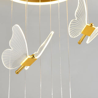Olivia Moderne LED Suspension Doré Métal/Acrylique Salon Chambre à coucher