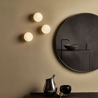 Valentina Applique Murale Globe Minimaliste, Métal/Verre, Blanc, Salle de Bain