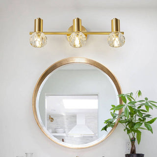 Kristy Applique Murale Miroir Globe Simple, Métal/Cristal, Doré, Salle de Bain