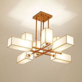 Arisha Lustre Carré Contemporain, Metal/Tissu, Noir/Or, Chambre