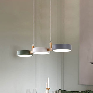 Valentina Suspension Anneau Moderne, Bois/Métal, Blanc/Gris/Vert, Salon