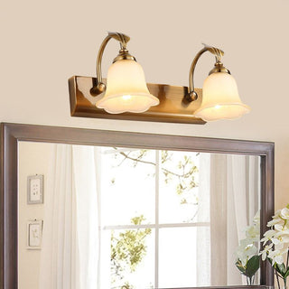 Ray Applique Murale Miroir Fleur Rétro, Métal/Verre, Or, Salle de Bain