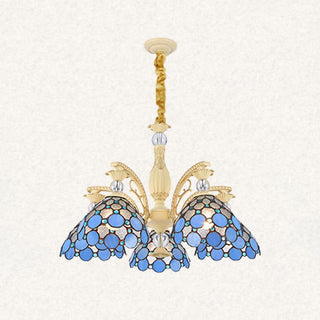 Silva Fleur Vintage LED Suspension Bleu Métal Verre Salon Chambre à Coucher
