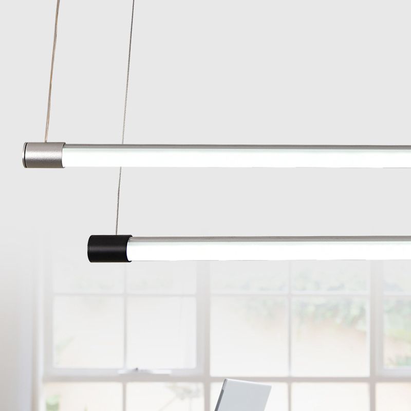 Ray Linéaire LED Suspension Noire Argent Métal Chambre à coucher