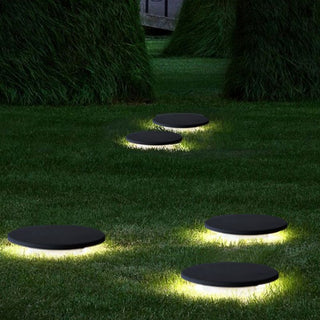 Ray Lampe Extérieure au Sol Rond Simple, Métal, Noir, Cour