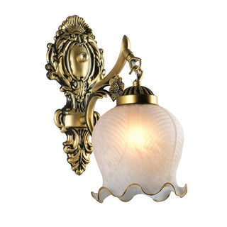 Ray Applique Fleur Vintage, Métal/Verre, Blanc/Bronze, Salon