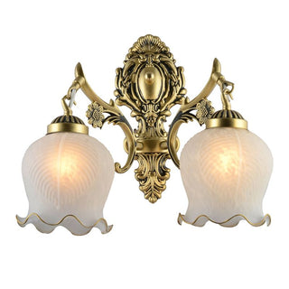 Ray Applique Fleur Vintage, Métal/Verre, Blanc/Bronze, Salon
