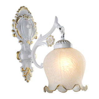 Ray Applique Fleur Vintage, Métal/Verre, Blanc/Bronze, Salon