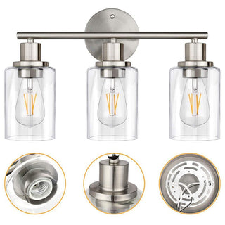 Silva Applique Murale Cylindrique Simple, Métal/Verre, Nickel, Salle de Bain