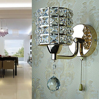 Kristy Applique Murale Cylindrique Luxe, Cristal/Métal, Or/Chromé, Salon